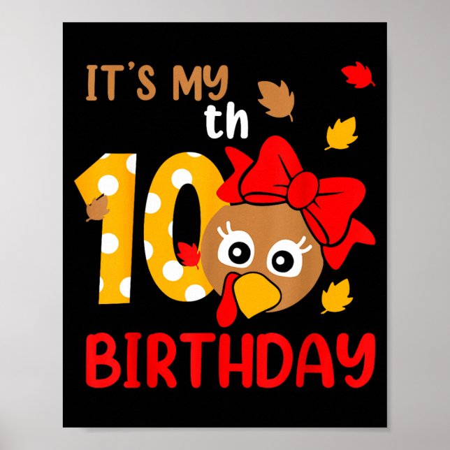 Turkey 10th Birthday Autumn Thanksgiving Party Boy Poster (Vorne)