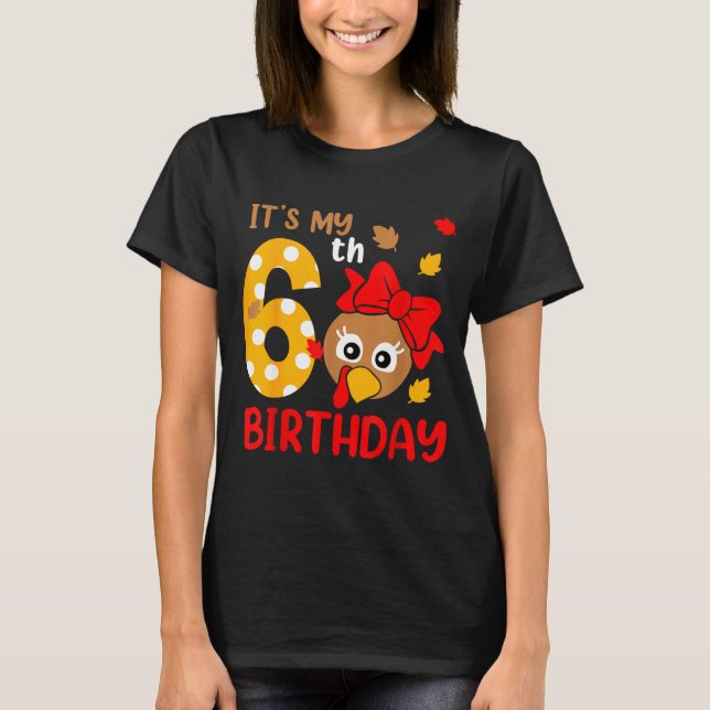 Turkey 6th Birthday Autumn Thanksgiving Party Boy  T-Shirt (Vorderseite)