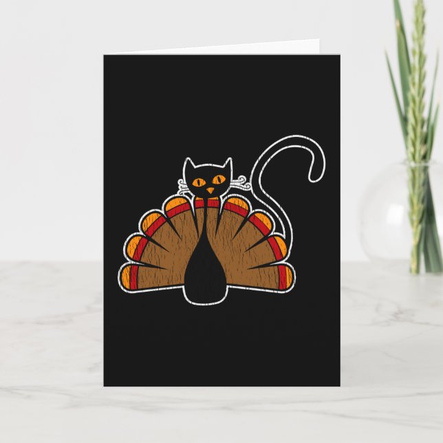 Turkey Cat Lover Thanksgiving Family Kids Kitty Karte (Vorderseite)