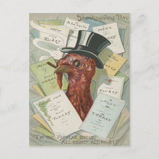 Turkey Cigar Top Hat Erntedank Menu Postkarte