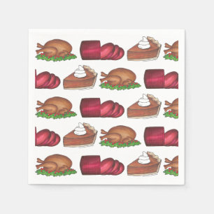 Turkey Cranberry Pumpkin Pie Erntedank Dinner Serviette
