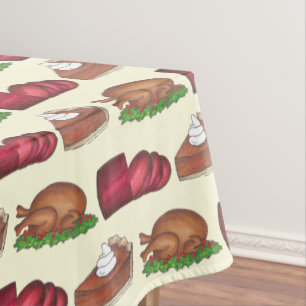 Turkey Cranberry Pumpkin Pie Erntedank Dinner Tischdecke