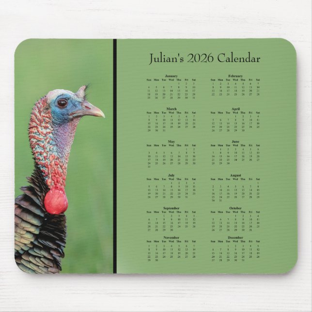 Turkey - Customizable full year 2026 calendar Mousepad (Vorne)