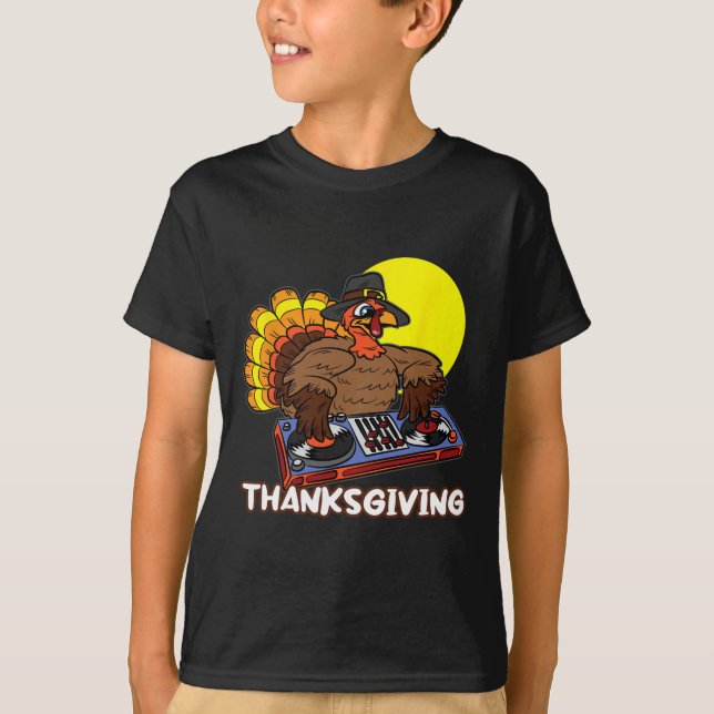 Turkey DJ Erntedank Day Cool Fall Dance Music D T-Shirt (Vorderseite)