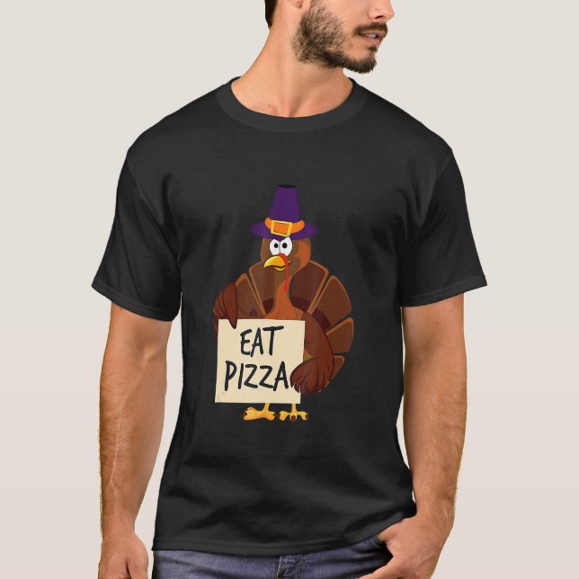 Turkey Eat Pizza Adult Vegan Kids  Thanksgiving  2 T-Shirt (Vorderseite)
