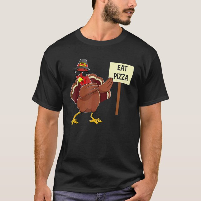 Turkey Eat Pizza Adult Vegan Kids  Thanksgiving 9 T-Shirt (Vorderseite)