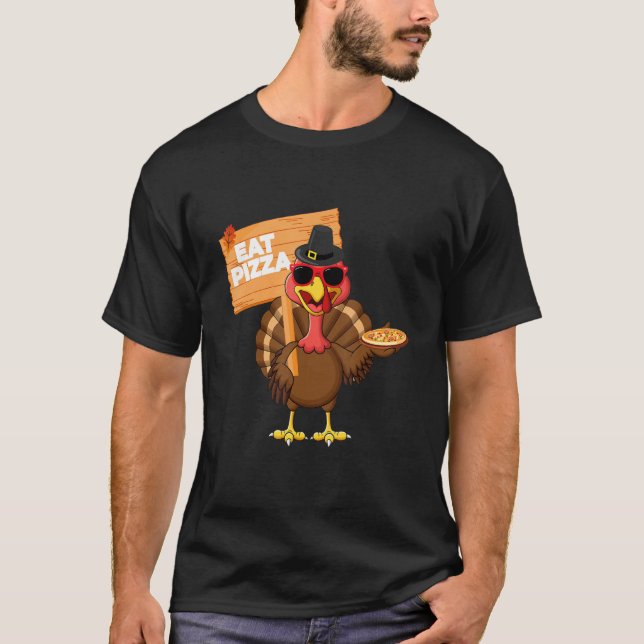 Turkey Eat Pizza Adult Vegan Kids  Thanksgiving s T-Shirt (Vorderseite)