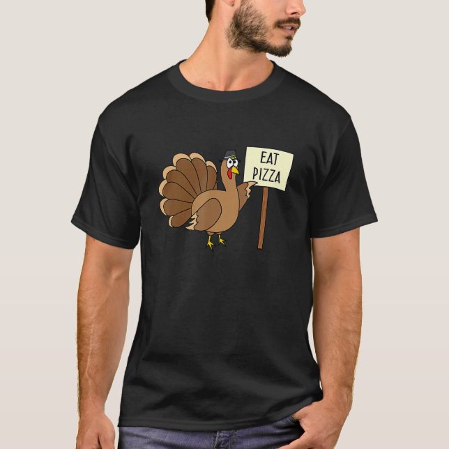 Turkey Eat Pizza Adult Vegan Kids   Thanksgiving T-Shirt (Vorderseite)
