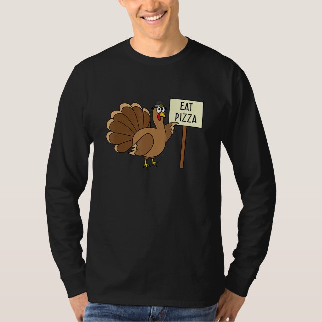 Turkey Eat Pizza Adult Vegan Kids   Thanksgiving T-Shirt (Vorderseite)