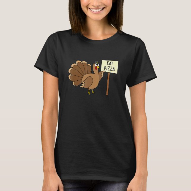 Turkey Eat Pizza Adult Vegan Kids   Thanksgiving T-Shirt (Vorderseite)