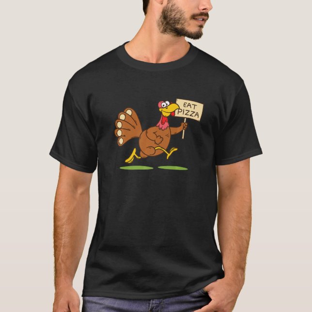 Turkey Eat Pizza Adult Vegan Kids   Thanksgiving   T-Shirt (Vorderseite)