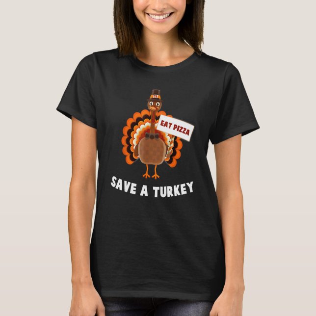 Turkey Eat Pizza Thanksgiving  Boys Girls Kids T-Shirt (Vorderseite)