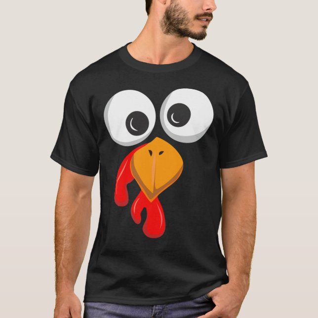 Turkey Face Crazy Eyes Funny Thanksgiving Day Gift T-Shirt (Vorderseite)
