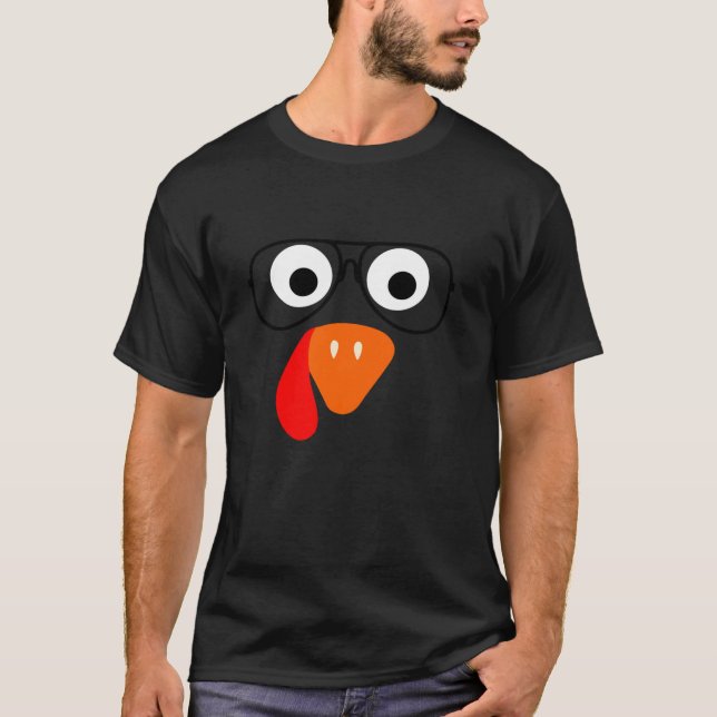 Turkey Face Glasses Erntedank Day Harvest Festi T-Shirt (Vorderseite)