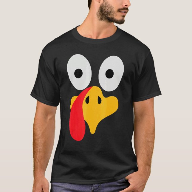 Turkey Face Pilgrim  Thanksgiving Costume T-Shirt (Vorderseite)