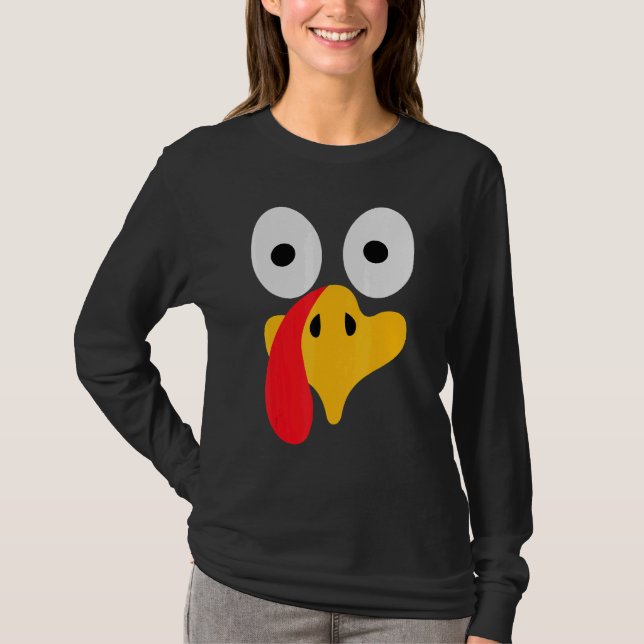 Turkey Face Pilgrim  Thanksgiving Costume T-Shirt (Vorderseite)