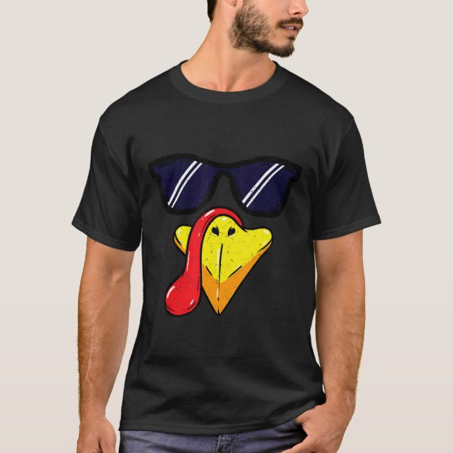 Turkey Face Thanksgiving Day Pilgrim Trot Costume T-Shirt (Vorderseite)