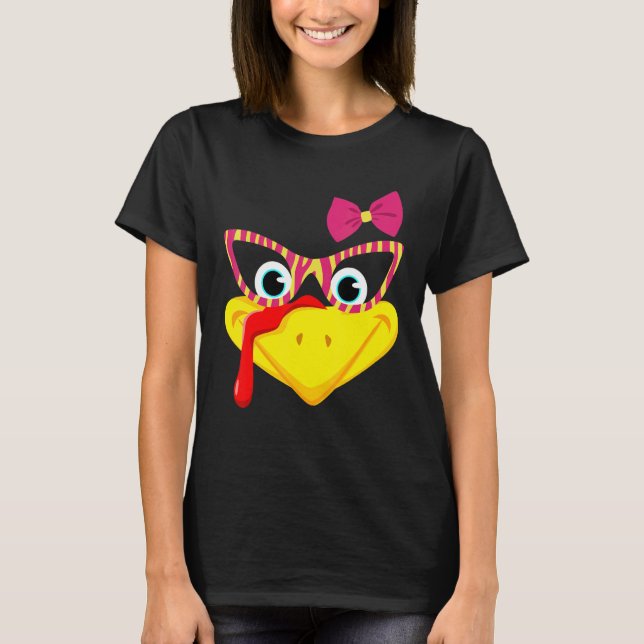 Turkey Face  Thanksgiving Outfit For Kids Girls Wo T-Shirt (Vorderseite)