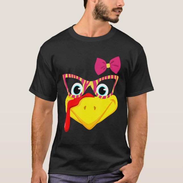 Turkey Face  Thanksgiving Outfit For Kids Girls Wo T-Shirt (Vorderseite)