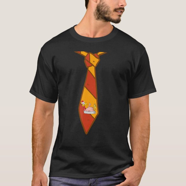 Turkey Face Tie Happy Thanksgiving Day Holiday Des T-Shirt (Vorderseite)