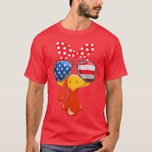 Turkey Face Women Thanksgiving Family Outfit Flag T-Shirt
