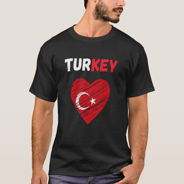 Turkey Flag Holiday Turkey Heart Turkish Flag T-Shirt (Vorderseite)