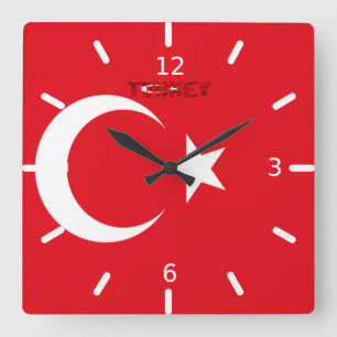 Turkey flag quadratische wanduhr