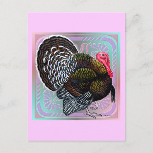 Turkey Floral Bronze Tom Postkarte (Vorderseite)