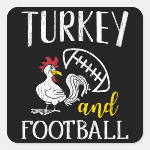 Turkey Football Thanksgiving Family Football Fan Quadratischer Aufkleber