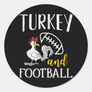 Turkey Football Thanksgiving Family Football Fan Runder Aufkleber