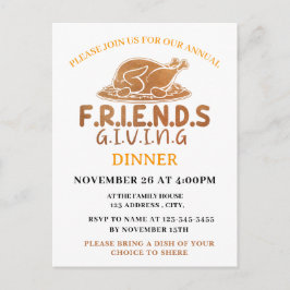 Turkey Friendsgiving Dinner Party Einladung Postkarte