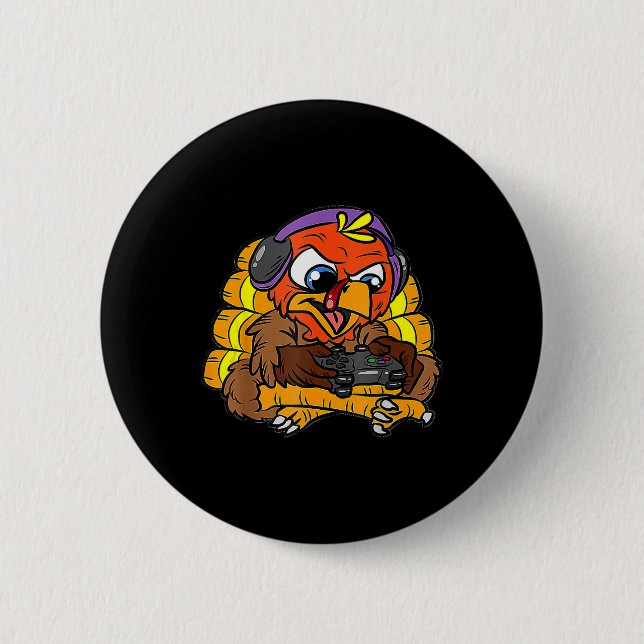 Turkey Gamer Funny Erntedank Coole Videospiele G Button (Vorderseite)