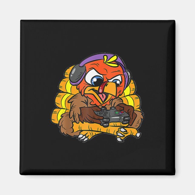Turkey Gamer Funny Erntedank Coole Videospiele G Magnet (Vorne)
