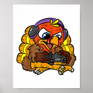 Turkey Gamer Funny Erntedank Coole Videospiele G Poster