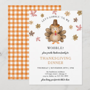 Turkey Gobble Wobble Erntedank Dinner Party Einladung
