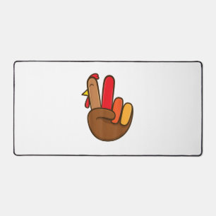 Turkey Hand Peace Sign Groovy Erntedank Retro H Schreibtischunterlage