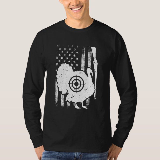 Turkey Hunting Patriotic American Flag Turkey Hunt T-Shirt (Vorderseite)