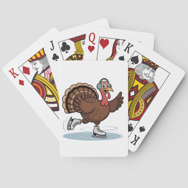 Turkey Ice Skaten Erntedank Gobbler Spielkarten (Rückseite)