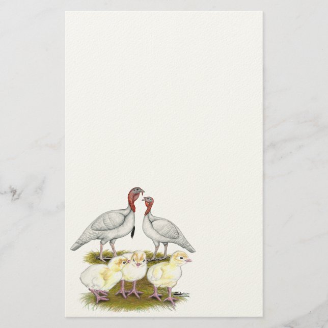 Turkey Mini White Family Briefpapier (Vorderseite)
