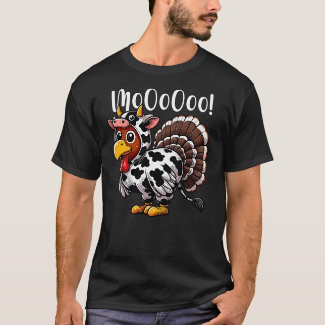 Turkey Moo Cow Costume Funny Thanksgiving T-Shirt (Vorderseite)