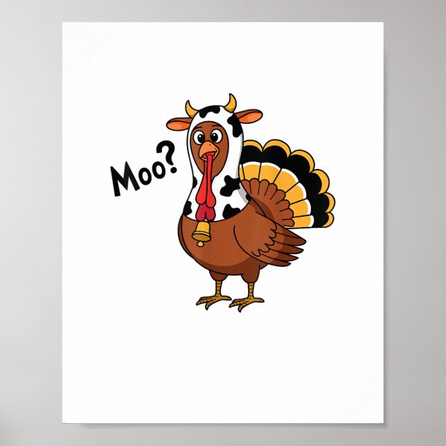 Turkey Moo Cow Funny Erntedank Performance Spri Poster (Vorne)