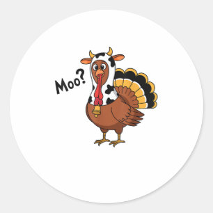 Turkey Moo Cow Funny Erntedank Performance Spri Runder Aufkleber