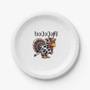 Turkey Moo Funny Erntedank Fake Cow Moo Pappteller