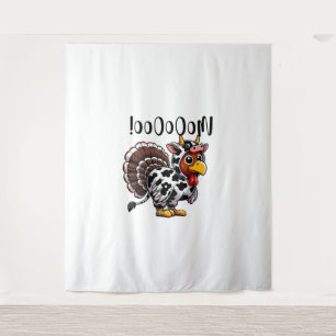 Turkey Moo Funny Erntedank Fake Cow Moo Wandteppich
