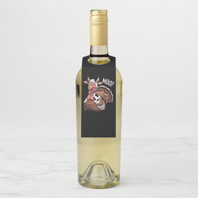 Turkey Moo Funny Erntedank Flaschenanhänger (Auf Flasche)