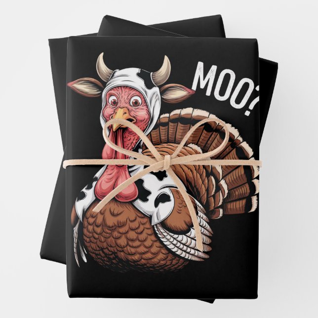Turkey Moo Funny Erntedank Geschenkpapier Set (Beispiel)