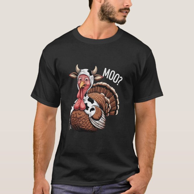 Turkey Moo Funny Erntedank T-Shirt (Vorderseite)