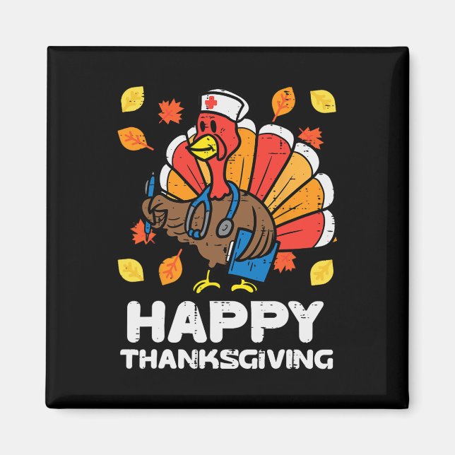 Turkey Nurse Happy Thanksgiving Scrub ICU ER RN Magnet (Vorne)