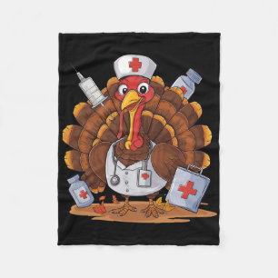 Turkey Nurse Stethoscope Erntedank Fall Scrub T Fleecedecke