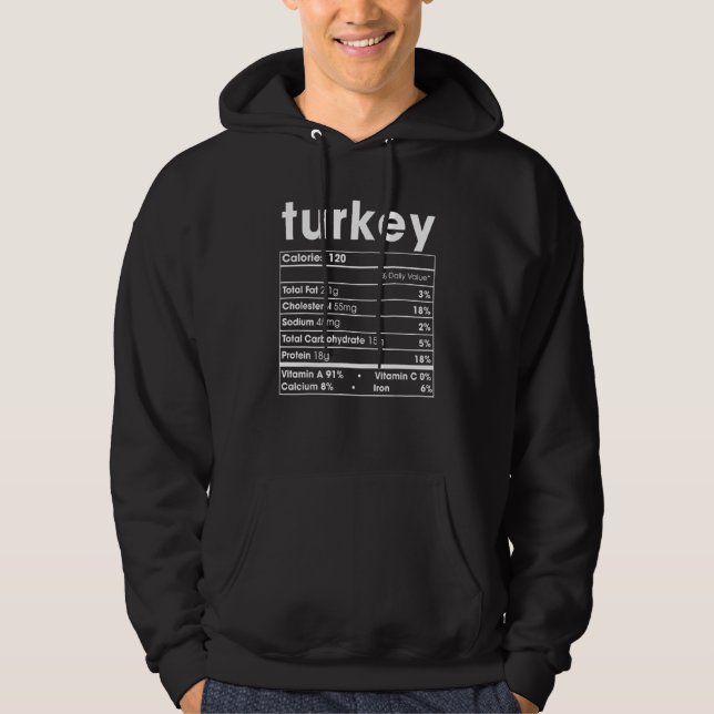 Turkey Nutrition Fact  Thanksgiving Christmas Cost Hoodie (Vorderseite)